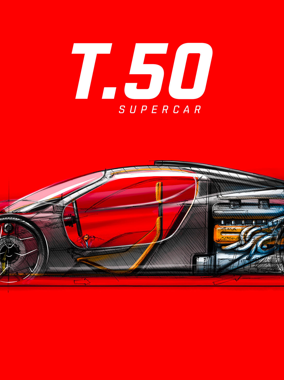 T.50 Supercar Drawing